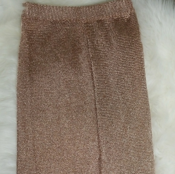 Rose Gold Metallic Wrap Maxi Skirt - Picture 5 of 6